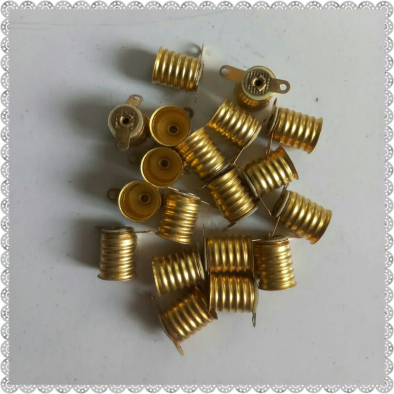 Fitting Lampu Senter/Fitting Bohlam Senter Drat E10 Kuningan