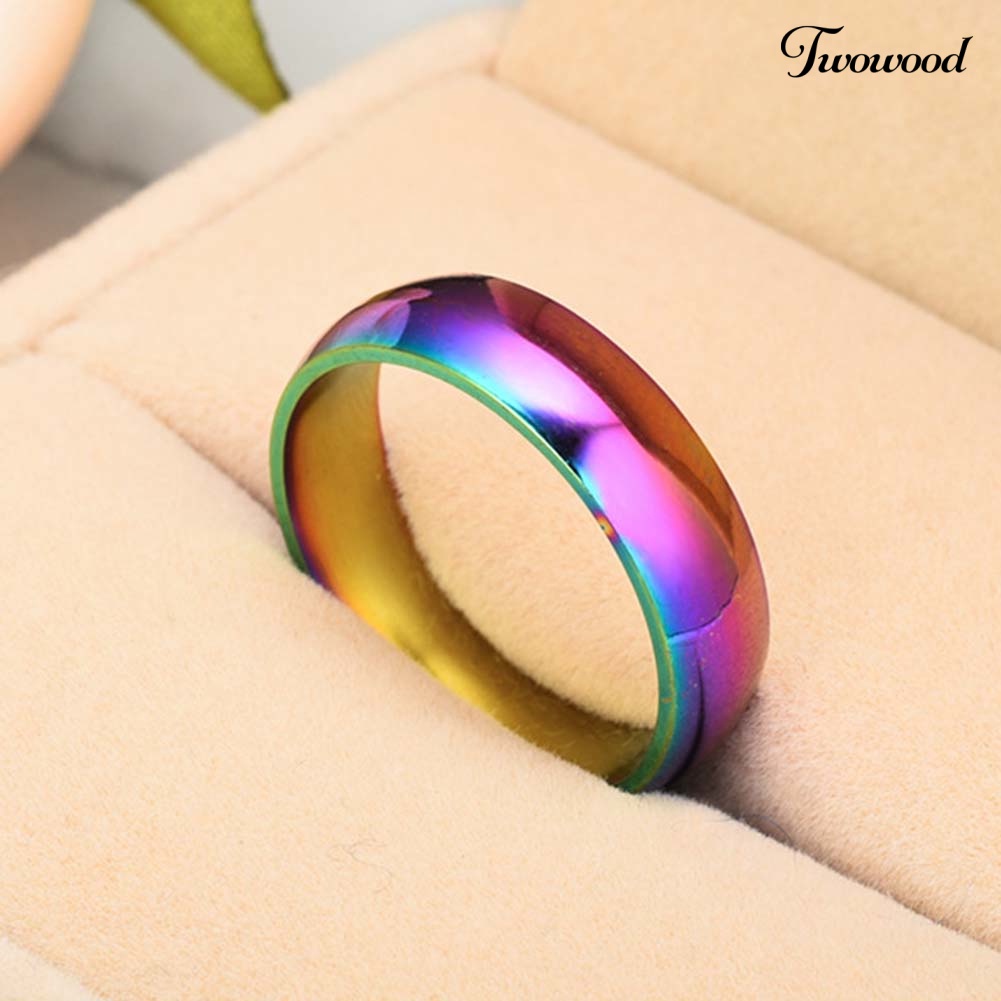 Cincin Pasangan Bahan Stainless Steel Warna Pelangi Untuk Hadiah Pernikahan