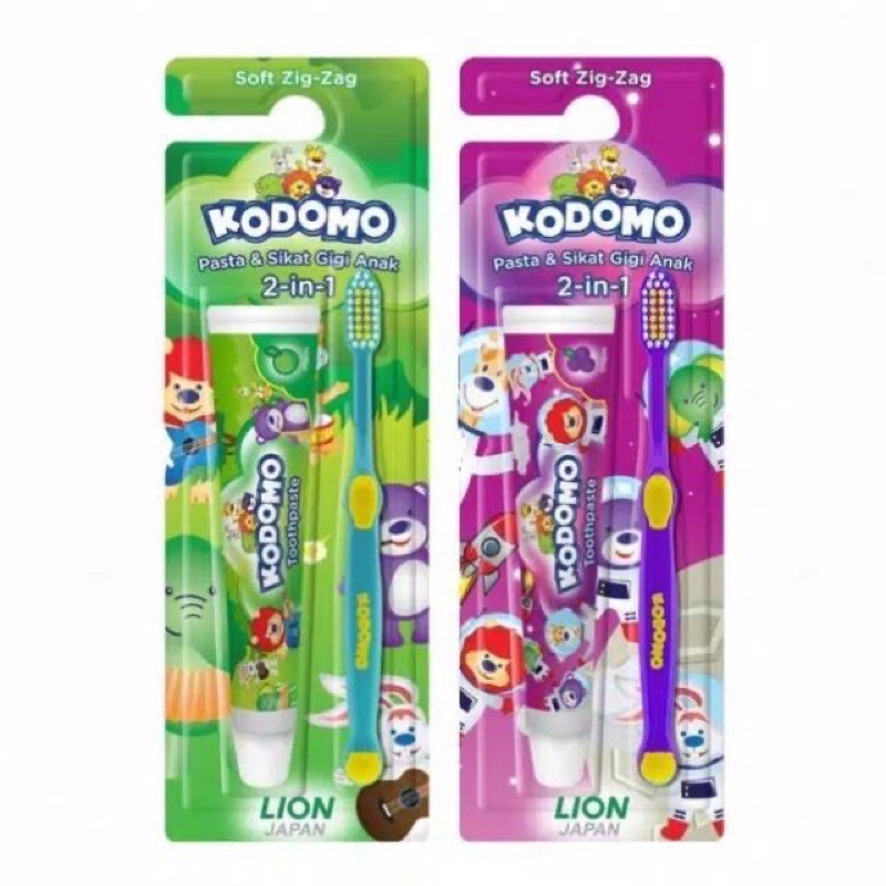 Kodomo Tooth Brush Soft Zigzag 2in1 - Kodomo Sikat Gigi Anak Zigzag + Pasta gigi + Extra hadiah