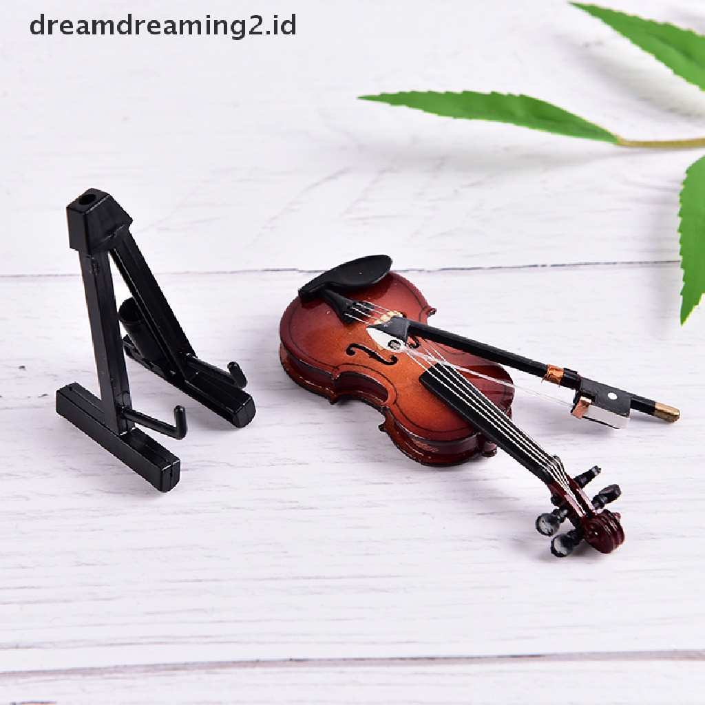 Miniatur Instrumen Musik Biola Mini Bahan Kayu Dengan Case