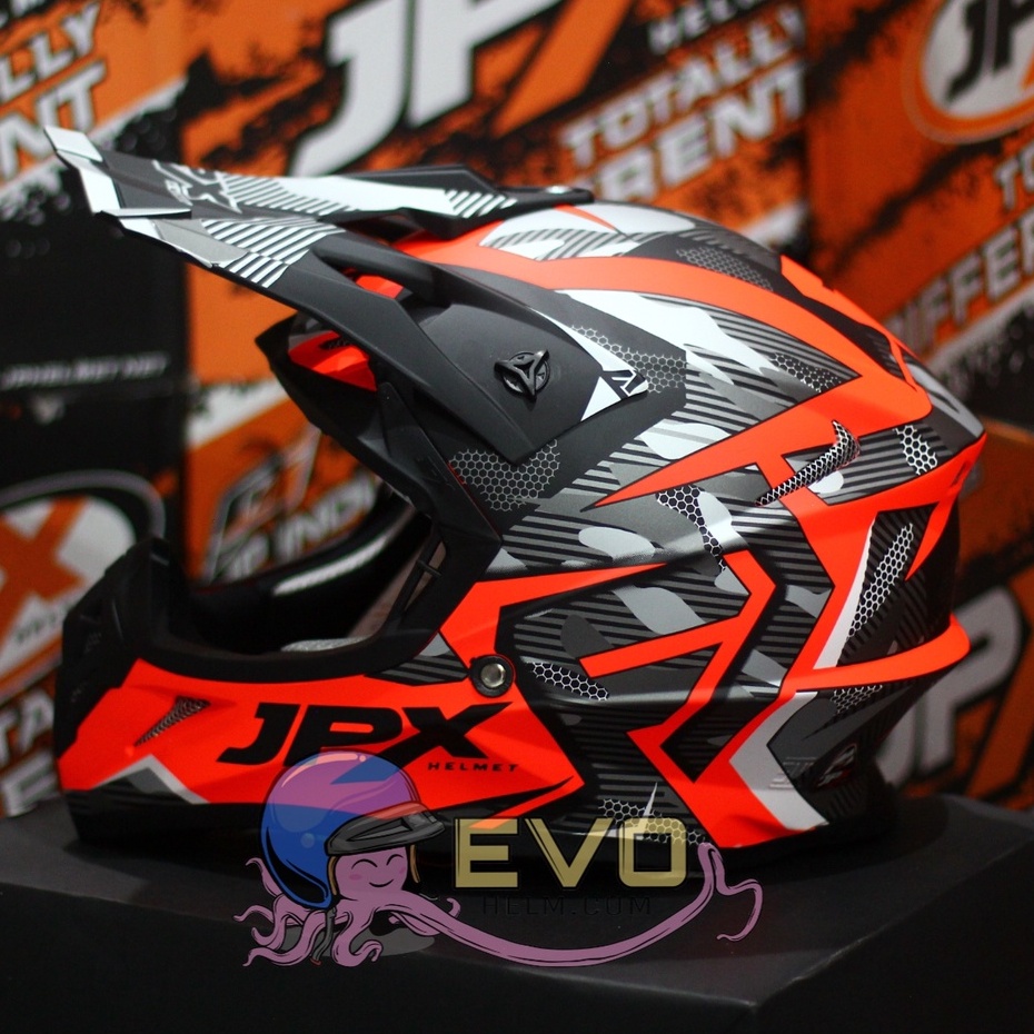 HELM JPX CROSS_FOX1 SERI X35 - FLUO RED DOFF + GOOGLE SNAIL (ONGKIR 2 KG) HELM JPX X35 RED DOFF ORIGINAL JPX CROSS X35 JPX HELM KLX JPX MOTIF X35 ORANGE HELM JPX TERBARU