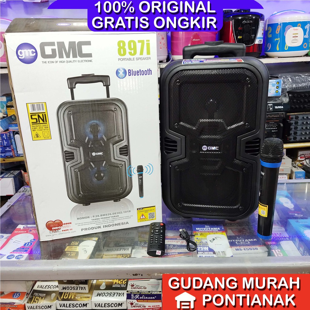 Speaker GMC 897i aktif portable 6.5 inch 6,5&quot; 2x Double speaker Bluethoot Meeting pengeras suara