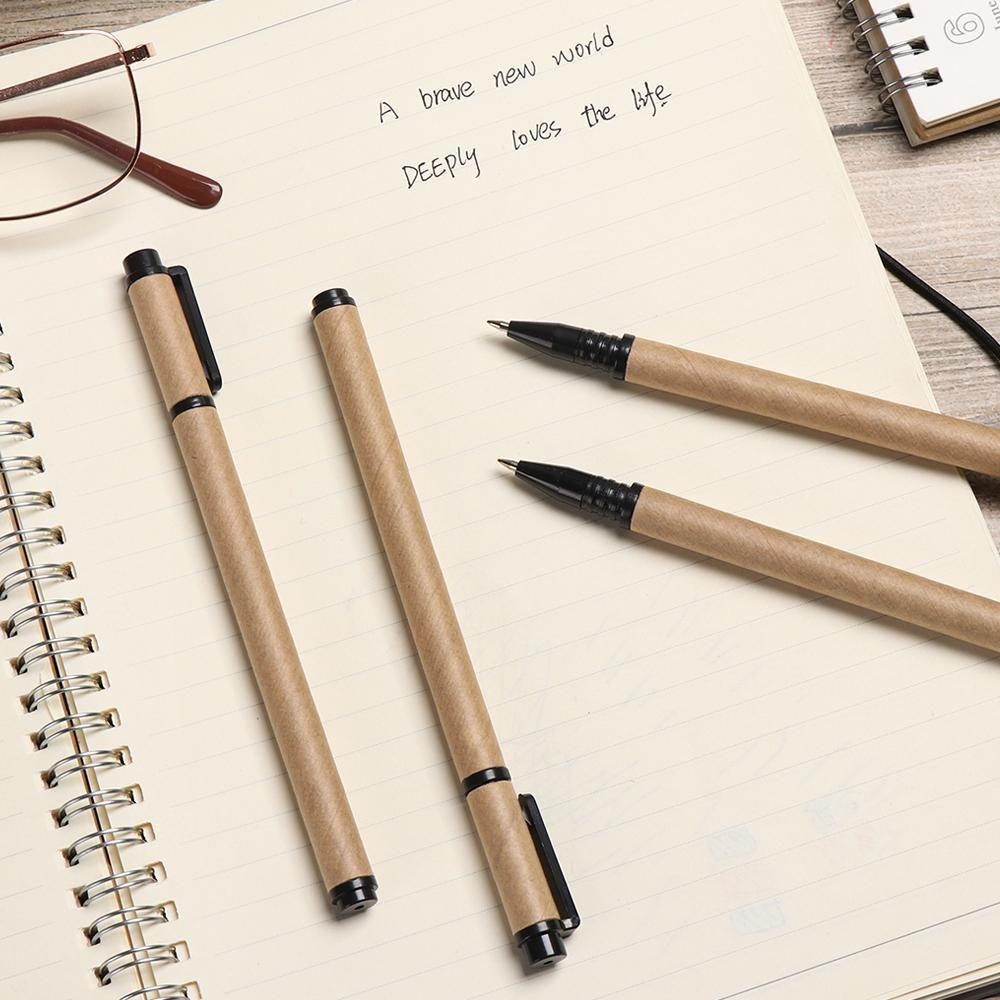 Top 2/5pcs Kraft Paper Pen Kantor Baru Alat Tulis Pena Netral Pena Tanda Tangan