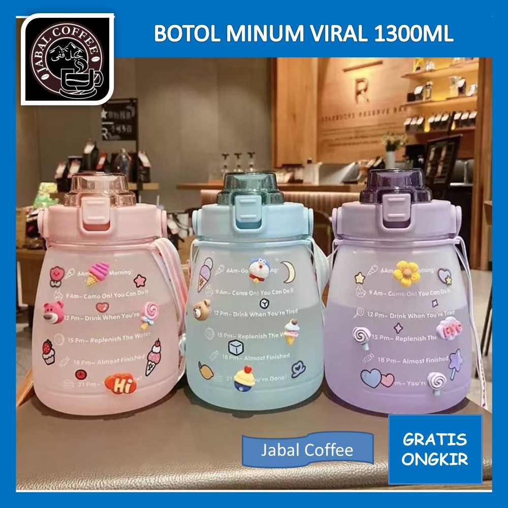 Botol Motivasi Gradasi Free Sticker / Botol Minum Viral 1300 Ml / Botol Minum Anak