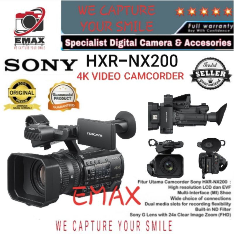 SONY HXR NX200 4K Video Camcorder Handycam SONY NX200 Sony HXR-NX200 Garansi 1 Tahun