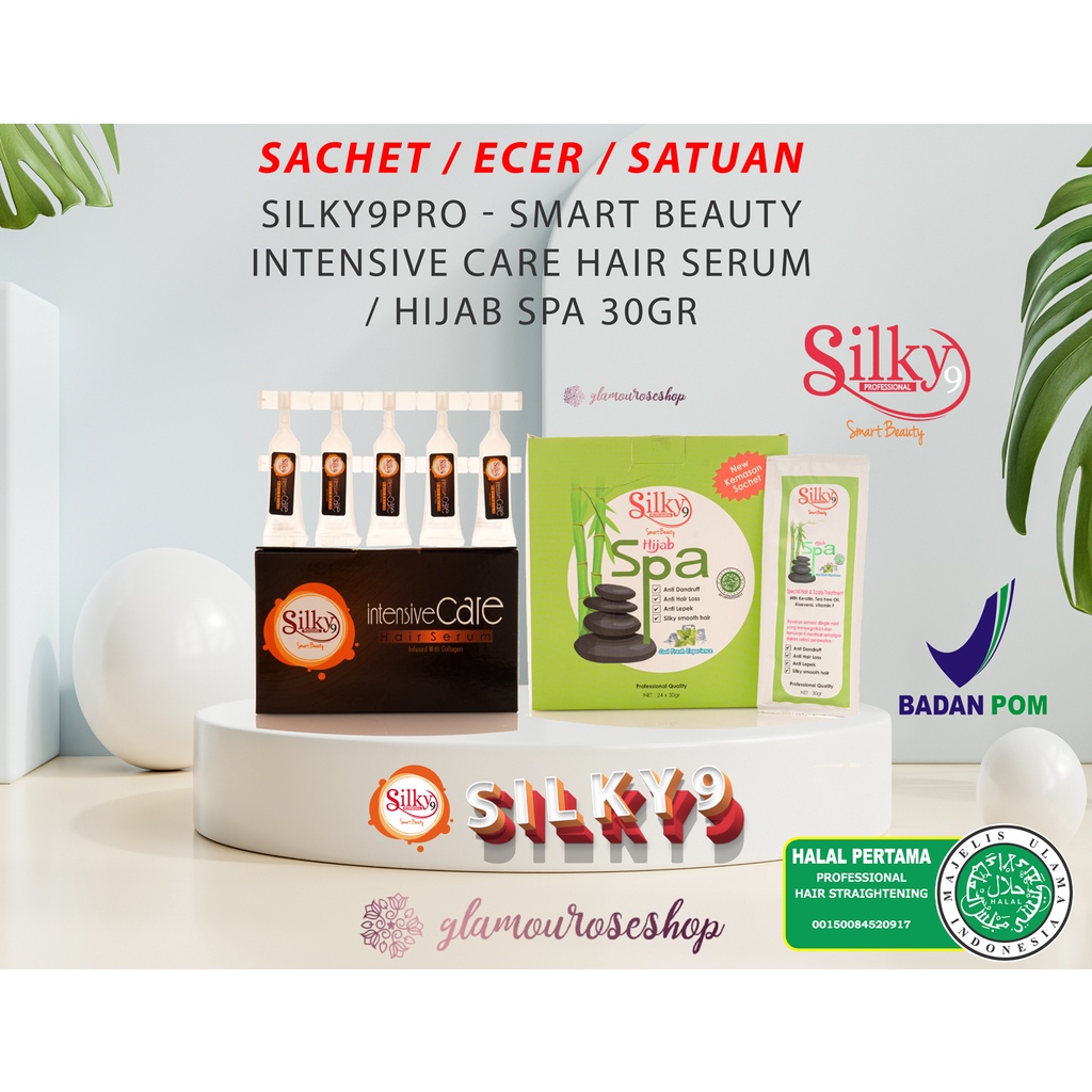 SATUAN / SACHET SILKY9 INTENSIVE CARE HAIR SERUM / IC SERUM / COLLAGEN SERUM ( 5ML X1 ) LEBIH HEMAT / Silky9pro Hijab Spa Hair Mask Keratin Sachet 30ml