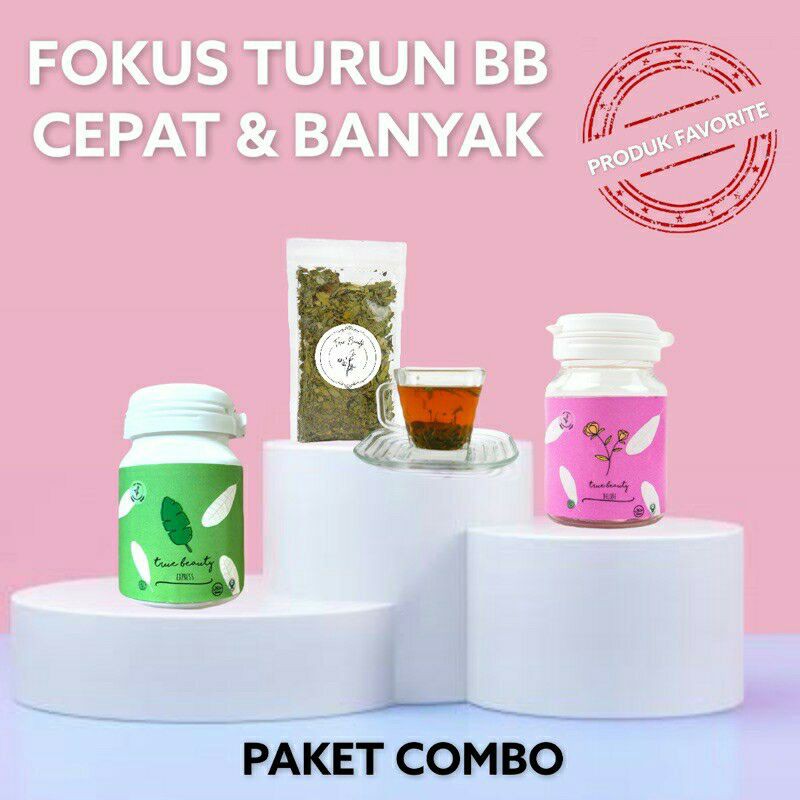 TRUEBEAUTY obat diet peluntur lemak PAKET COMBO (EXPRESS+DELUXE+TEH) slimming tea