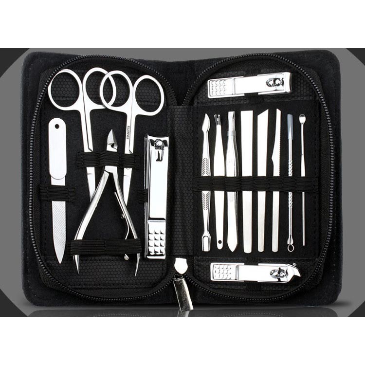 DIOLAN Set Perlengkapan Manicure Pedicure 15 PCS - ATE-3061 - Silver