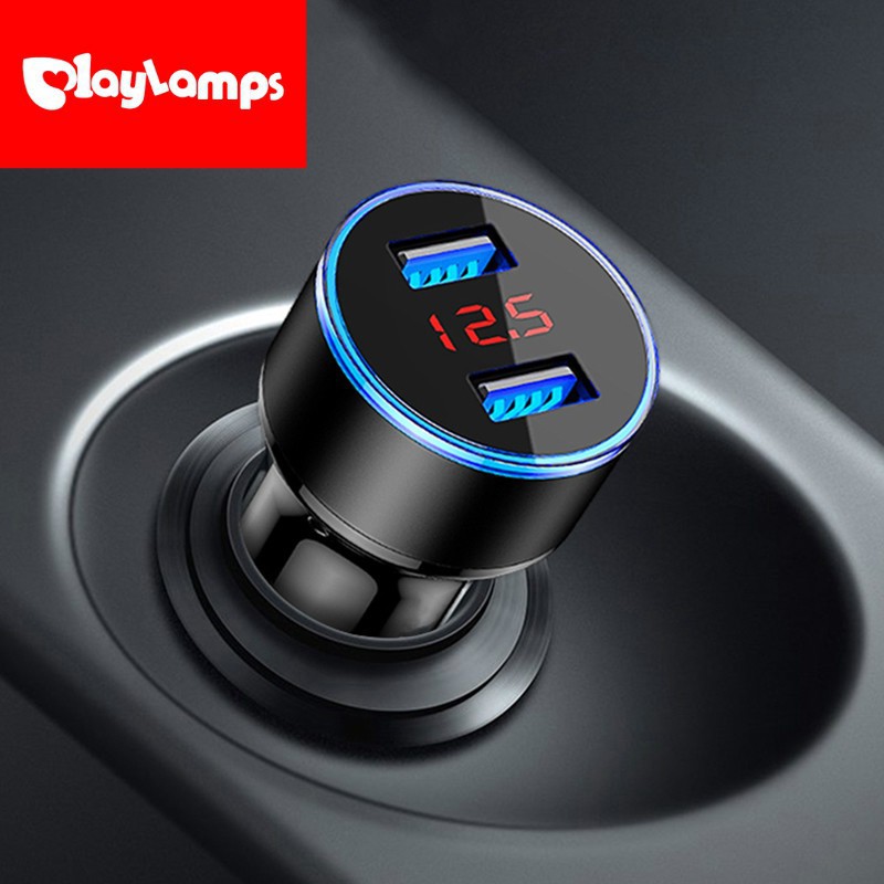 1PCS USB Car Charger Charger Mobil Quick Charging 3.1A Fast Charging 12V 24V LCD Cigarette Lighte