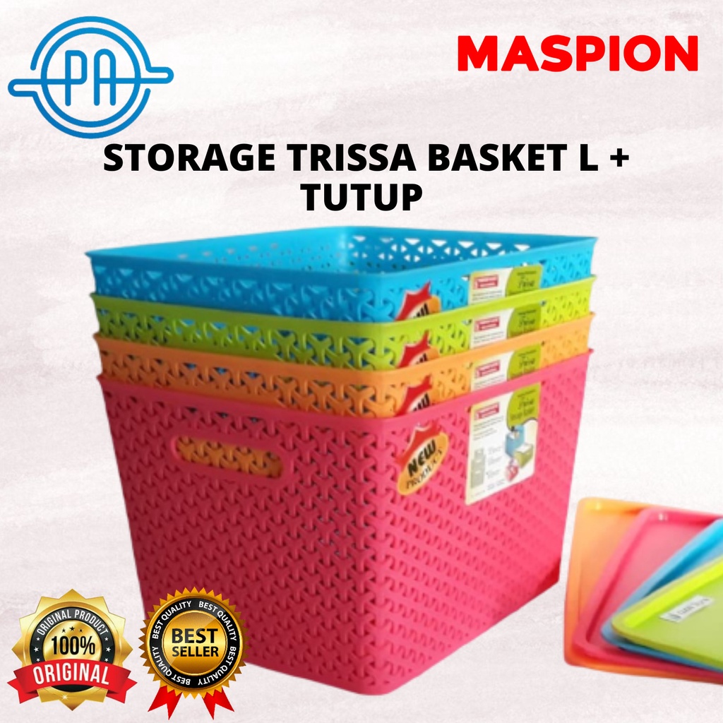 KERANJANG MASPION STORAGE TRISSA BASKET + TUTUP SIZE L