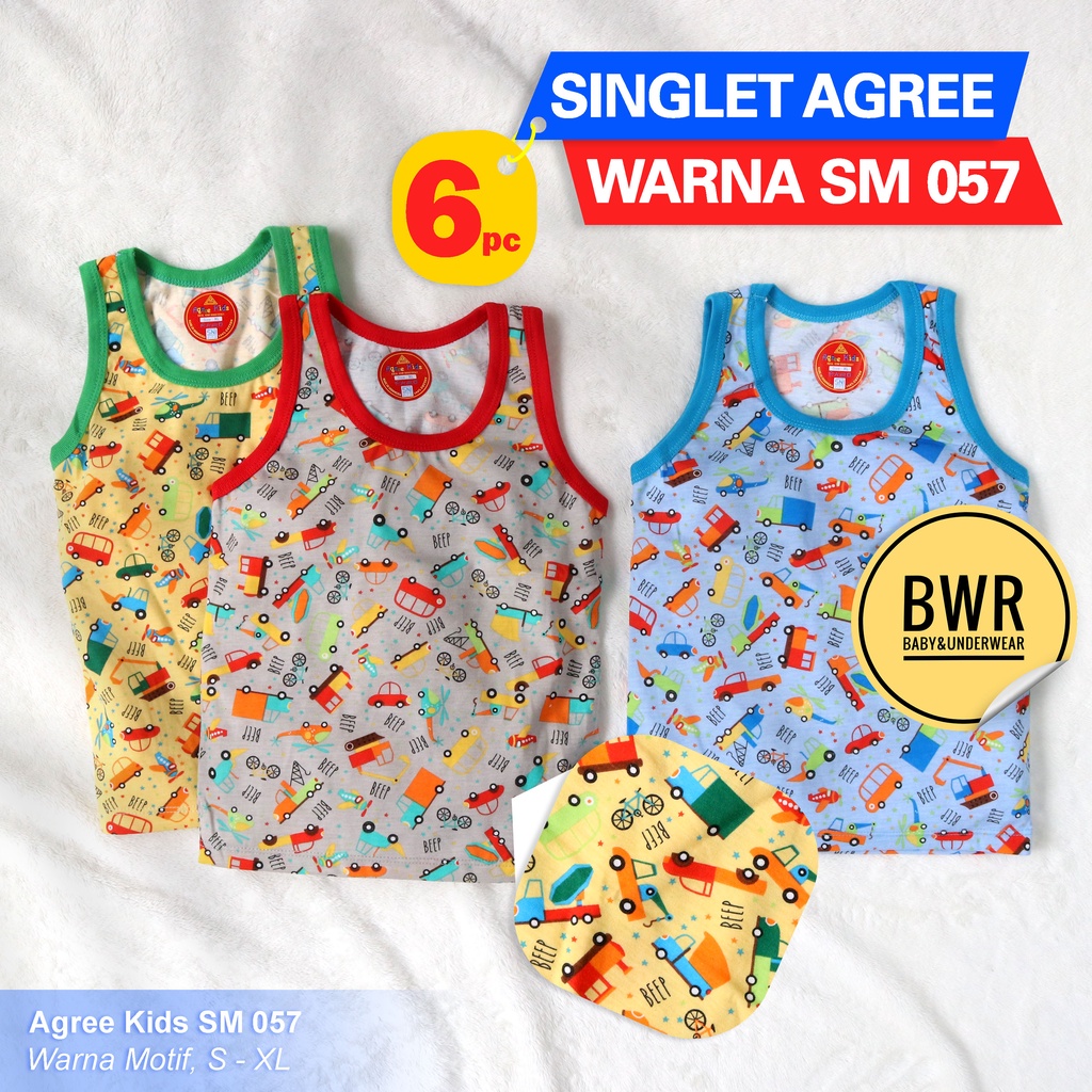 Singlet Agree Kids SB003 SM004 SM008 SM017 SM053 SM057 SM052 SM037 SM043 SM014 SM021 SM050 / Kaos Dalam Anak Santai Harian Kutung Motif Lucu | Bwr