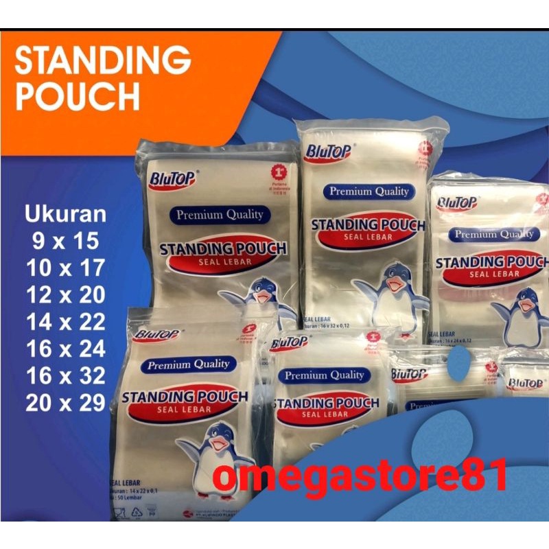 plastik standing pouch stp blutop seal lebar 9x15 10x17 12x20 14x22 16x24 cm bening transparan