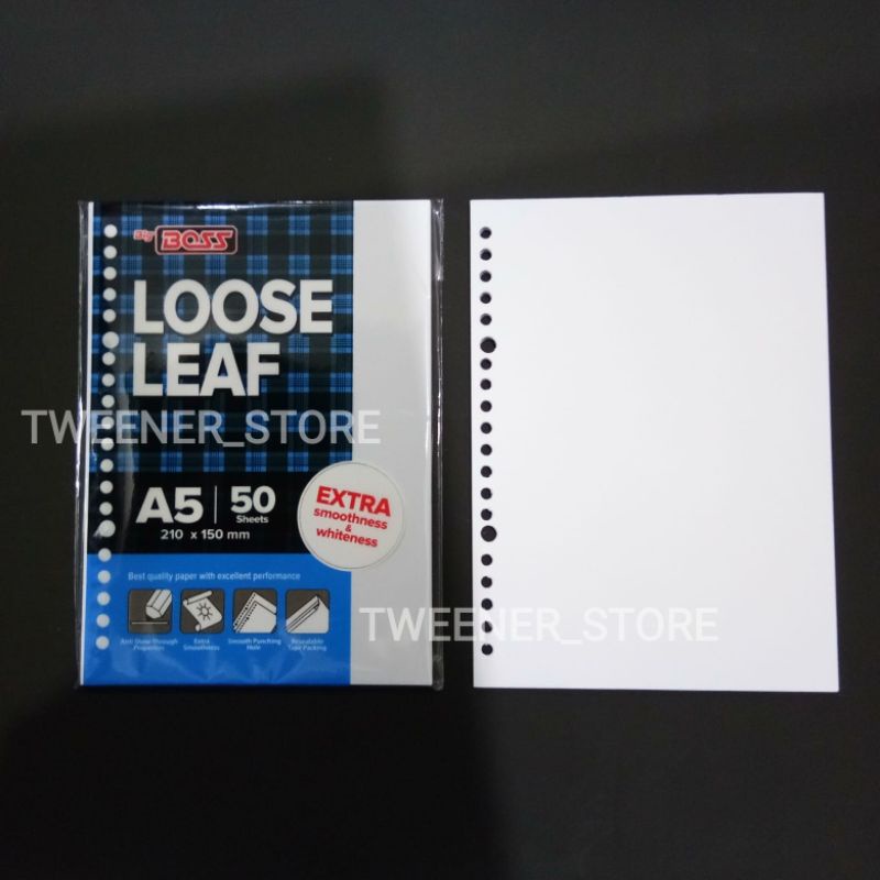 

[A5-POLOS] Big Boss Loose Leaf A5 Polos 50 Sheets Lembar | Kertas Isi Binder