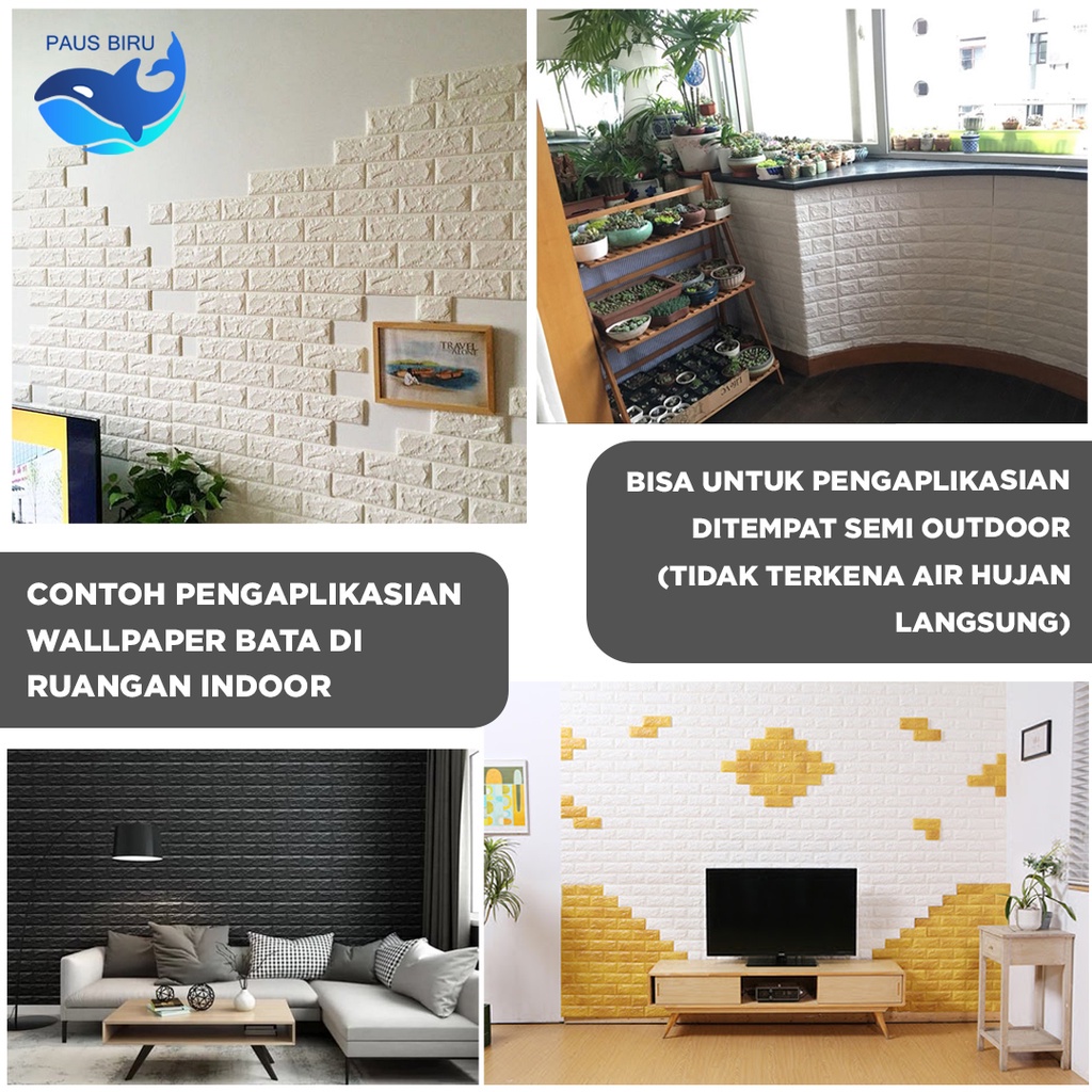 Wallpaper Dinding 3D bata / wallpaper 3D Foam 77x70cm Tebal 4mm High Quality | 4 mm Wallfoam | Bata-4