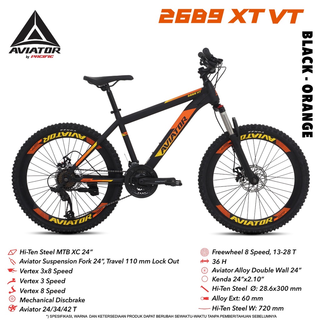 Sepeda MTB 24 INC Aviator 2689 XT VT NEW