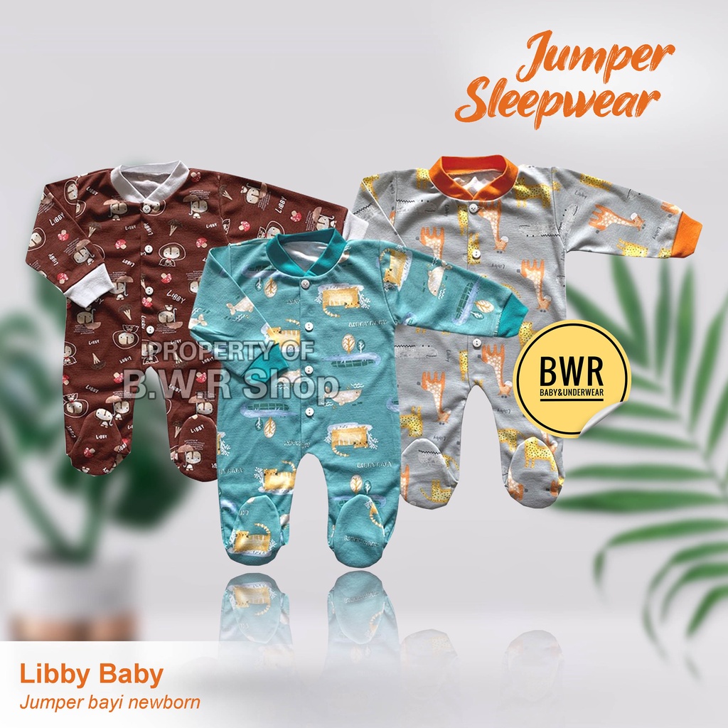 OTK Libby Baby JUMPER HAZY Zoo Terbaru / Sleepsuit Bayi Newborn Oblong Panjang Tutup Kaki Dreamwear | Bwr