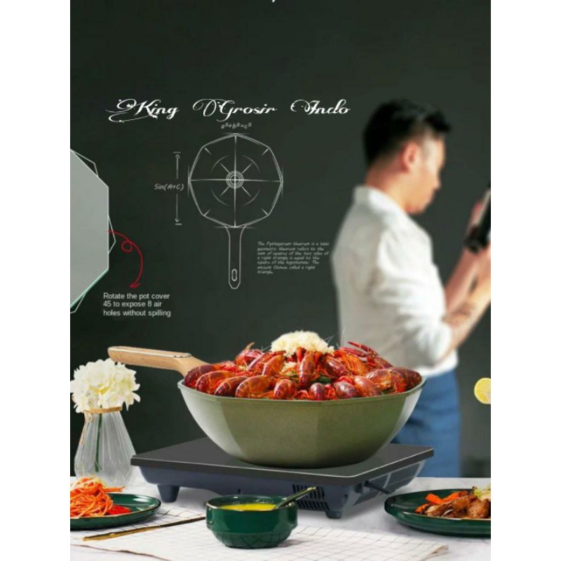 Wajan Teflon Octagonal Anti Lengket 32Cm Untuk Penggorengan / Octagonal Frying Pan / Panci Masak