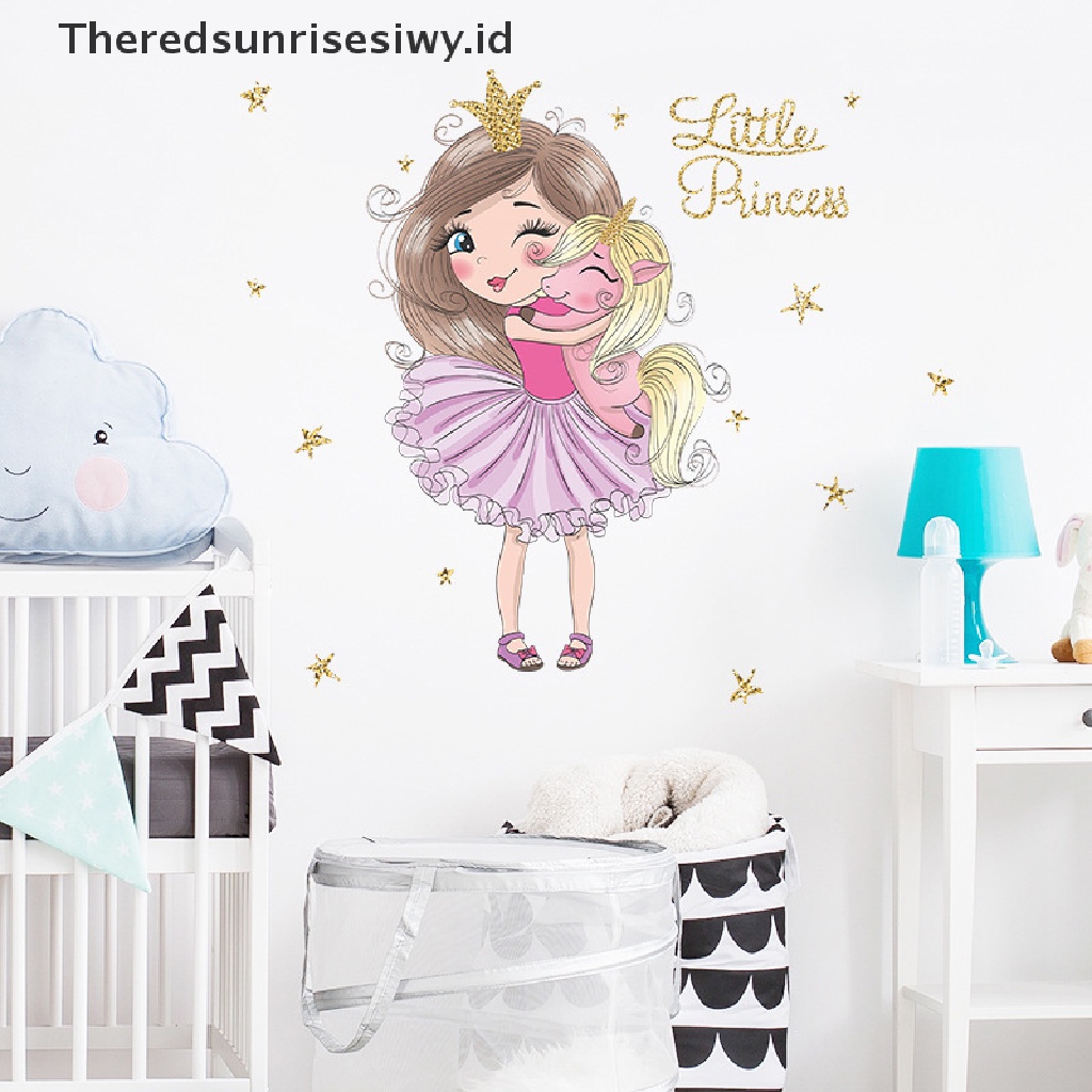 (Theredsunrisesiwy.Id) Stiker Dinding Gambar Kartun Unicorn Untuk Dekorasi Kamar Anak Perempuan