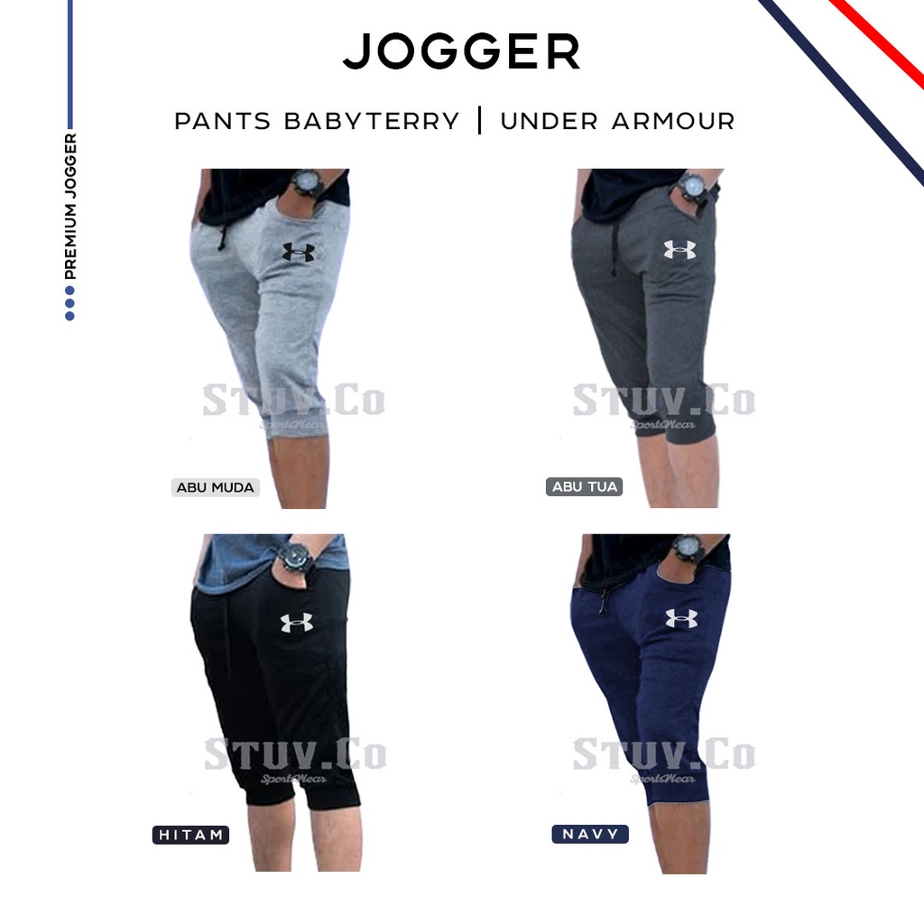 CELANA JOGGER PANTS POLOS 3/4 BABYTERRY PRIA WANITA OLAHRAGA GYM FITNESS