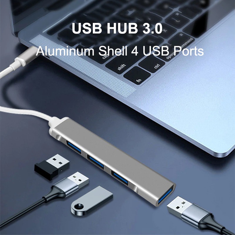 MLLSE USB HUB Type C Adapter High Speed 4 Port Aluminium - Silver - 7RUA3RSV