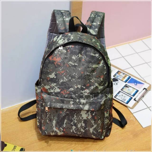 Tas Ransel Army Ransel Wanita Kanvas Fashion Tas Sekolah Siswa untuk Remaja Perempuan Laki Laki Ransel Wanita Warna Polos Kualitas Tas Buku Travel Santai