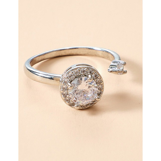 LRC Cincin Fashion Round Diamond Opening Adjustable Diamond Butterfly Star Love Ring K98561