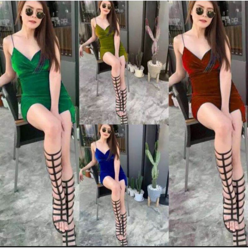Dress Bludru Sexy Belah Bawah/Dress Sexy/Dress Bludru