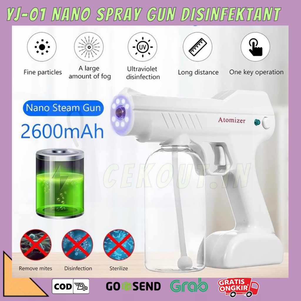 YJ-01 NANO SPRAY GUN DISINFEKTANT WIRELESS PORTABLE  800ML/ UV STREILIZER GUN