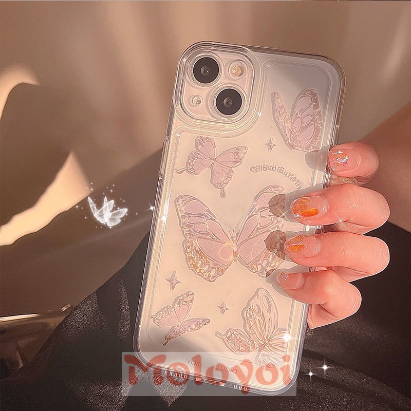 Soft Case TPU Transparan Motif Kupu-Kupu Untuk IPhone 8 7 Plus 12 13 11 Pro MAX 8Plus 6 6s 7Plus XR X XS MAX