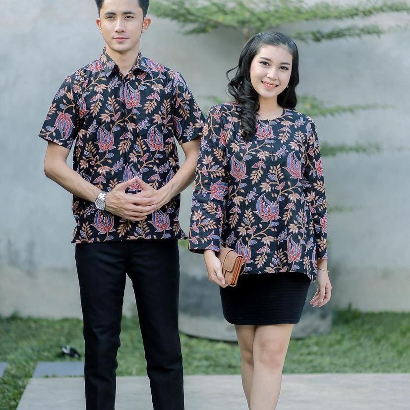 Best Seller.. Benang Raja Batik Couple Pria Wanita Motif Bunga Setaman