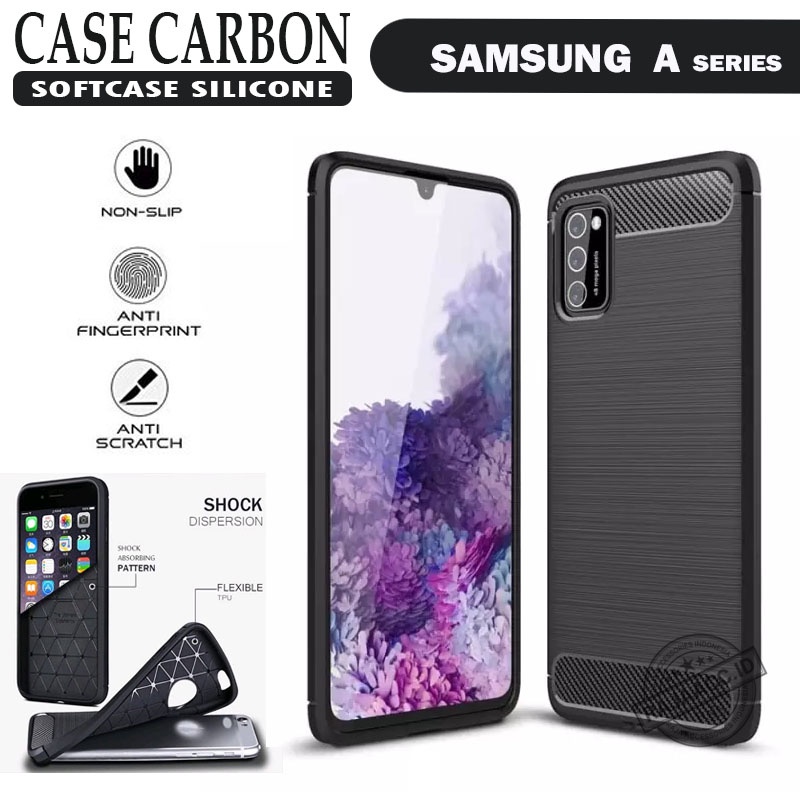 CASE CARBON Samsung A01 A01 Core A2 Core A7 2018 A9 2020 A10 A10s A12 A20s A21s A30 A30s A31 A50 A51 A70 A71 A80 SOFTCASE SLIM FIT CARBON SILICON HITAM HP BLACK CASE CARBON