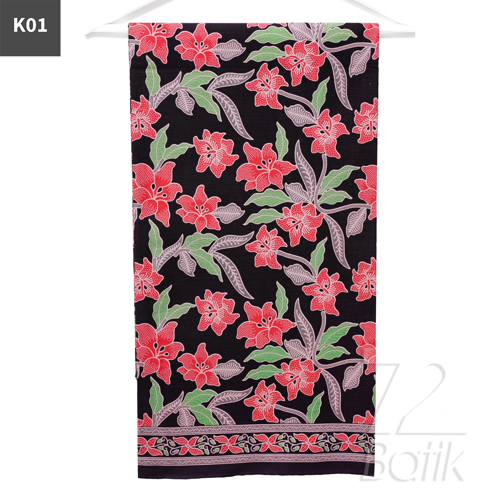 KAIN BATIK PREMIUM Bahan Katun Motif Kembang Kamboja Warna Hitam 721799 Cap 72 Jarik Jarit Samping Kebat Panjang Batik Katun Modern Premium Bahan Seragam Batik Pernikahan Kantor Keluarga Murah Kamen Jadi Batik Bali Lembaran