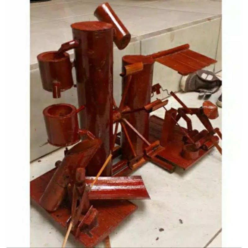 Miniatur Air Mancur Bambu Kincir Bambu Jungkat Jungkit Hiasan Aquarium Kolam Ikan