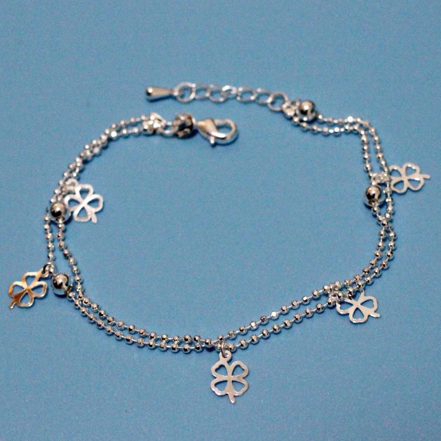Gelang Tangan Rantai Banyak Lapis Aksen Daun Clovermanikmanik Hollow Untuk Wanita