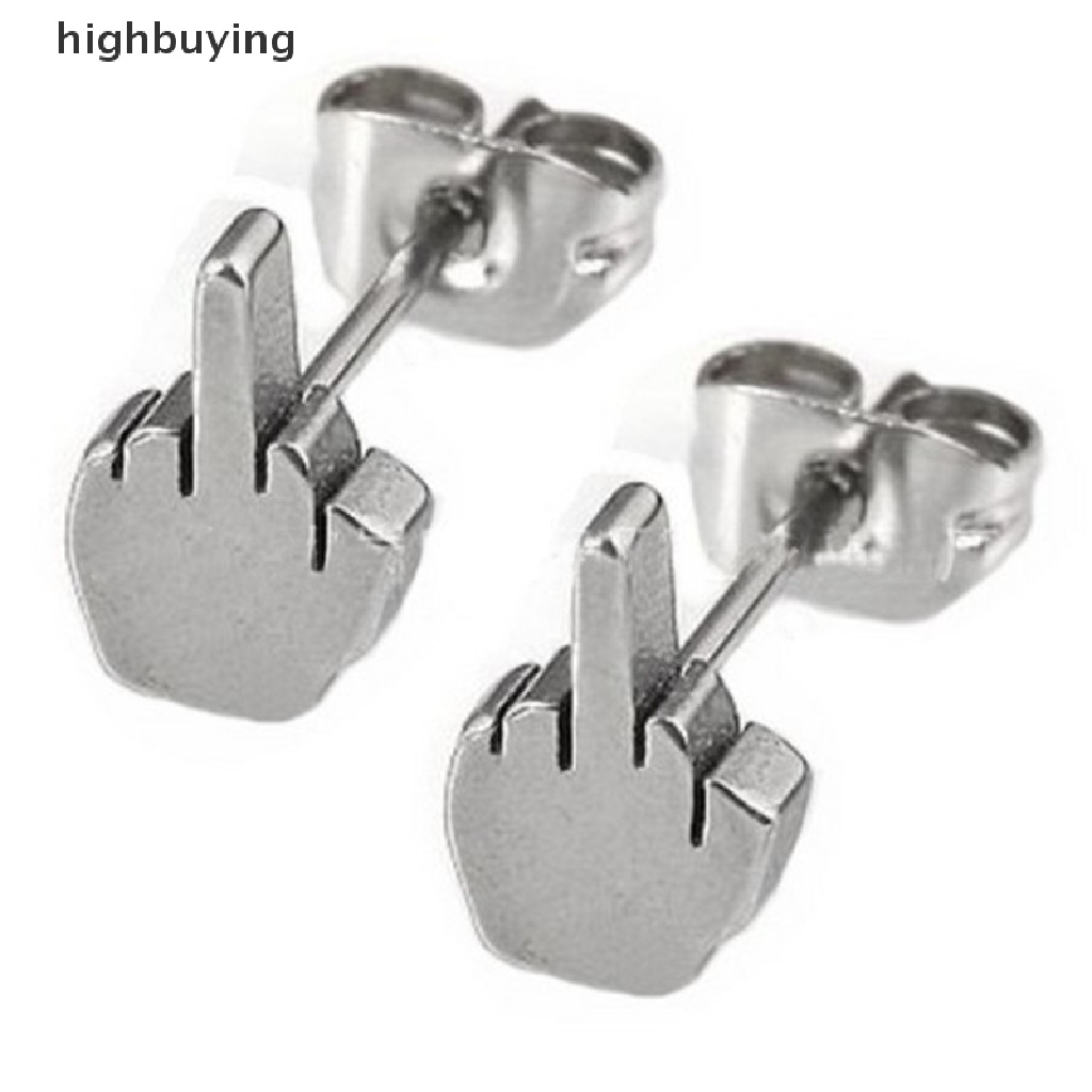 Hbid 2pcs Anting Tusuk Bahan Stainless Steel Warna Hitam Gaya Punk Untuk Pria / Wanita