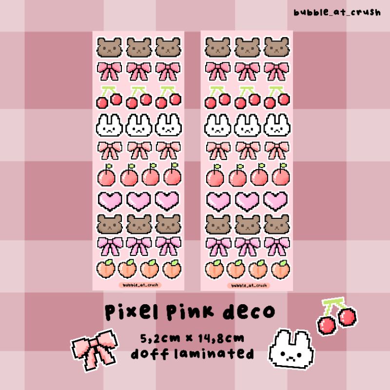 

(bubble_at_crush) pixel pink deco stickers sheet kiss cut
