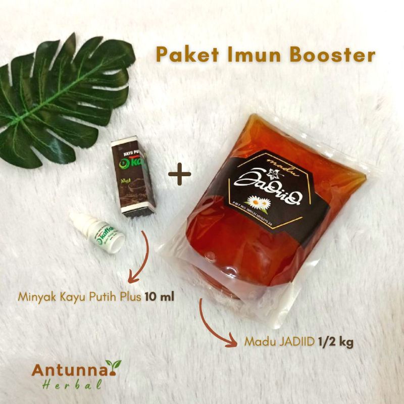 Paket Imun Booster, Paket Hemat [Minyak Kayu Putih Plus Kaffah + Madu Jadid 1/2Kg]