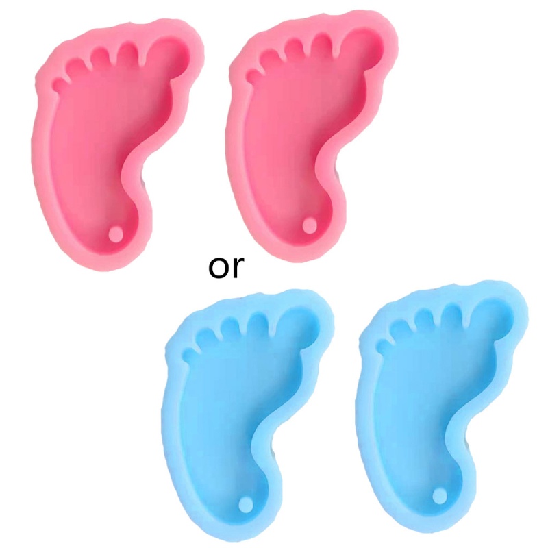 SIY  Baby Footprint Keychain Mold  DIY Footmark Keychain Silicone Resin Casting Molds