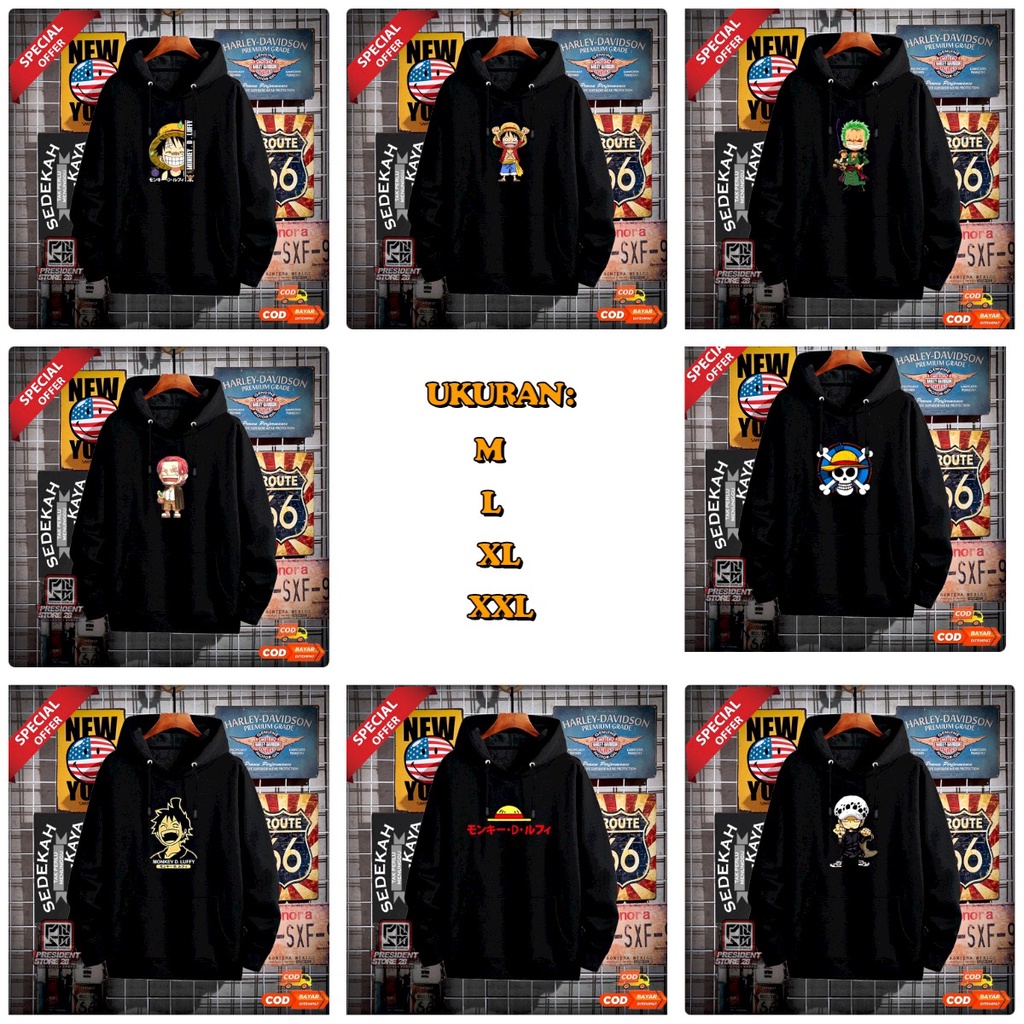 ALIPIO FASHION - SWEATER HOODIE SERIE ONEPIECE HITAM / hoodie pria / hoodie lengan panjang / hoodie distro / keren / terbaru