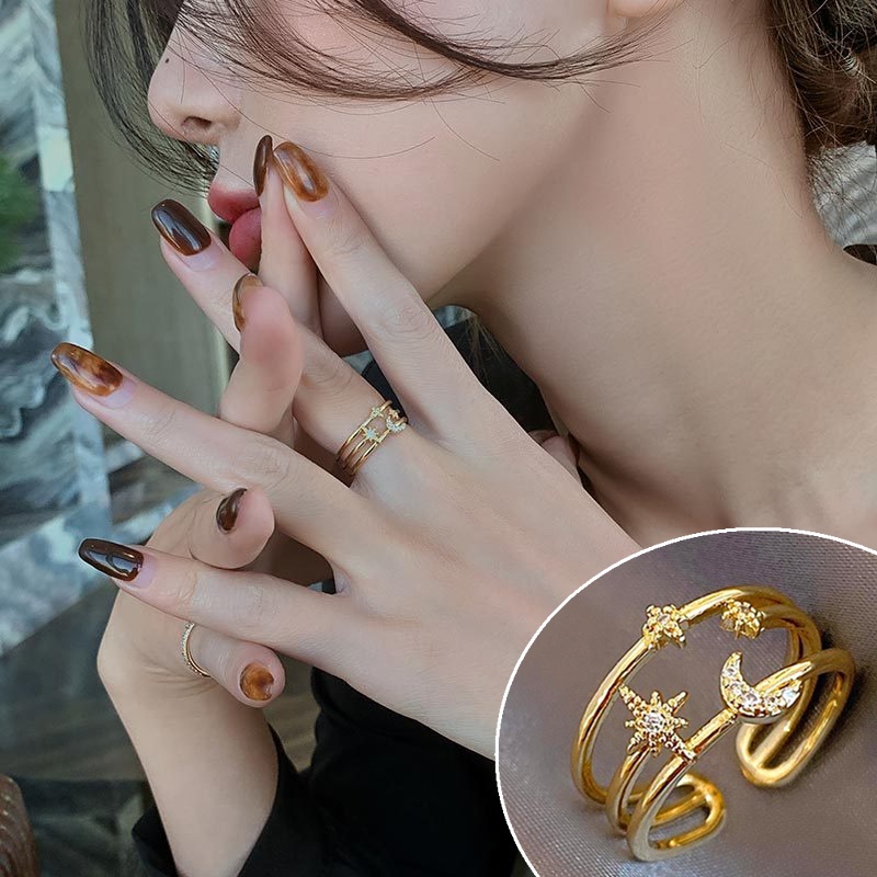 Cincin Model Terbuka Aksen Mutiara Gaya Korea Untuk Wanita