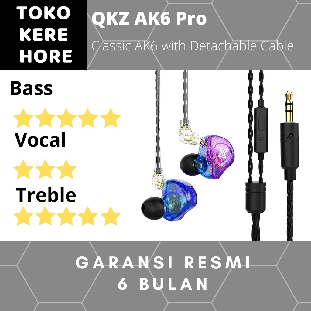 QKZ AK6 Pro Detachable Cable Sport Earphone with Mic