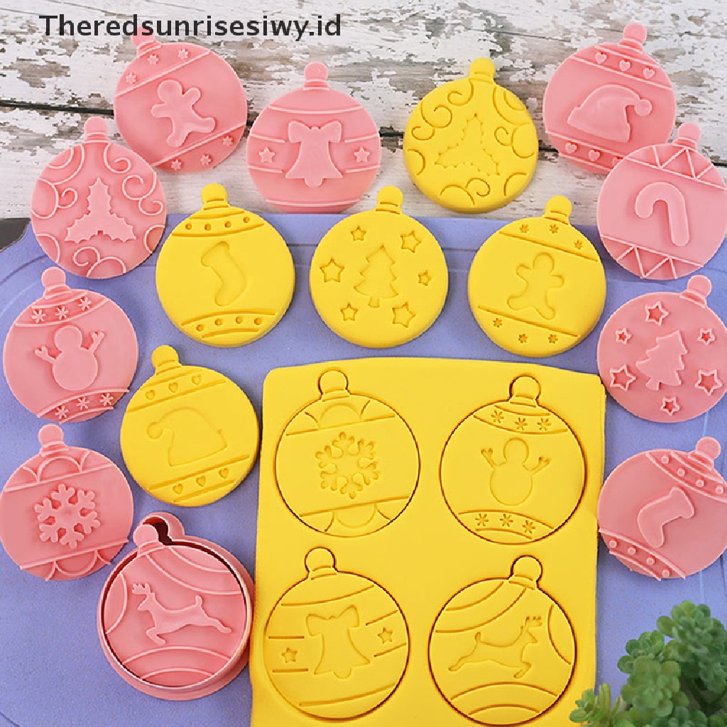 # Alat Rumah Tangga # 10pcs / Set Stempel Embosser Pemotong Fondant Kue Kering Bentuk Bulat Desain Pohon Natal