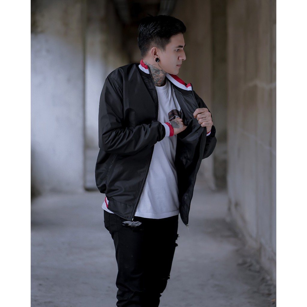 Jaket BaseBall Harrington  - Original Indigo / Cagoule  -  Jaket Distro Bandung - HITAM