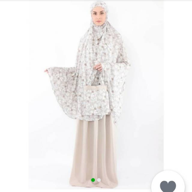 mukena tasbiya in frame dahlia leaves khaky