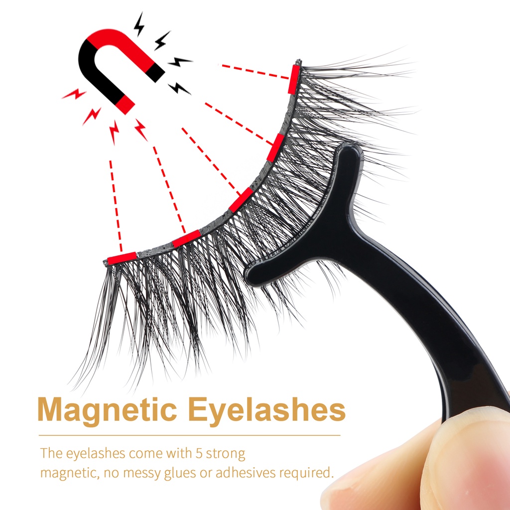MAGEFY 3 Pasang/Set Bulu Mata Magnet 3D Bulu Mata dengan Alat 7137