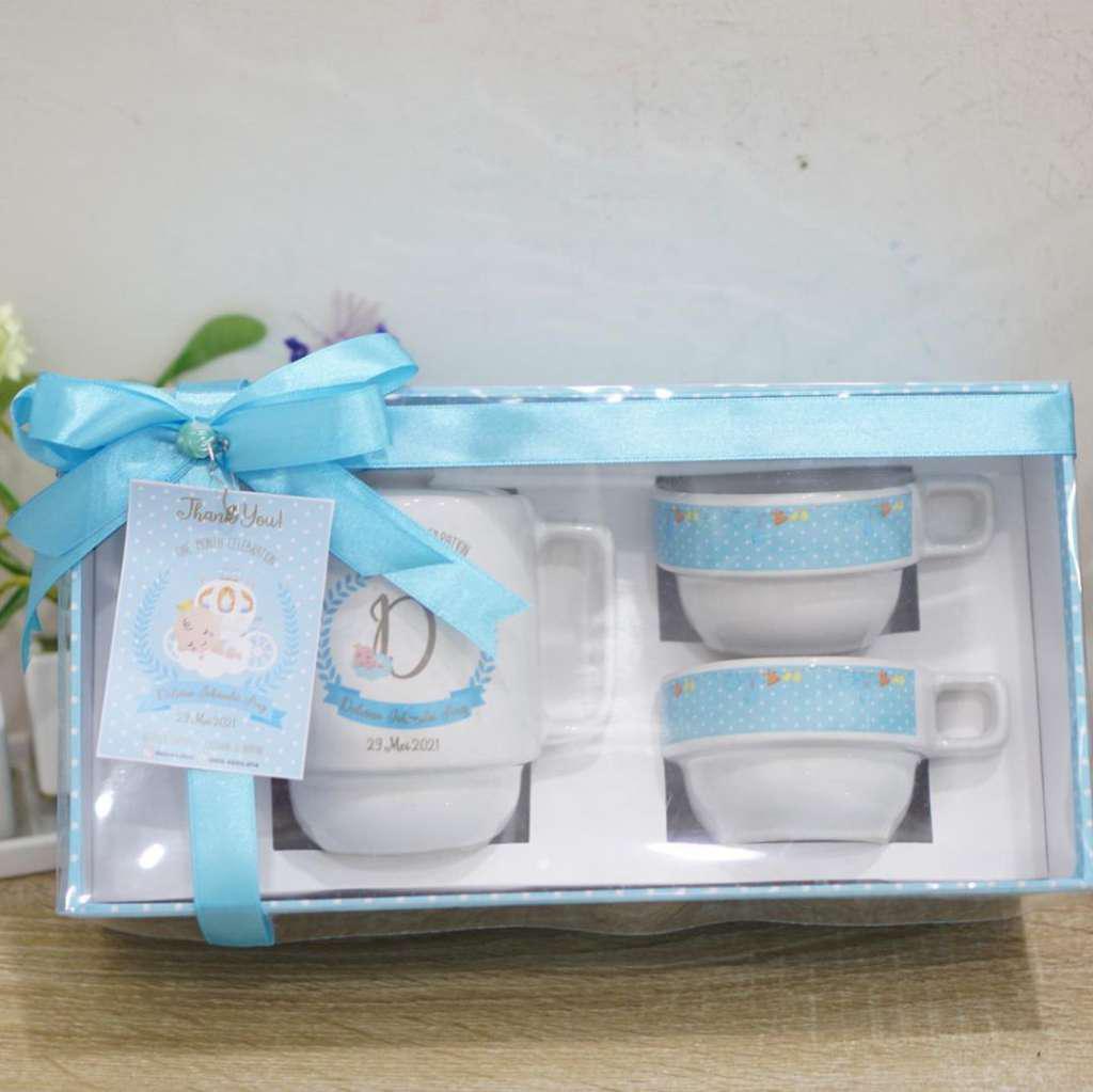 Minim 25pcs Souvenir One Month Hamper / Souvenir Teapot / Teko Susun 2 Cangkir (mika Hard Box)