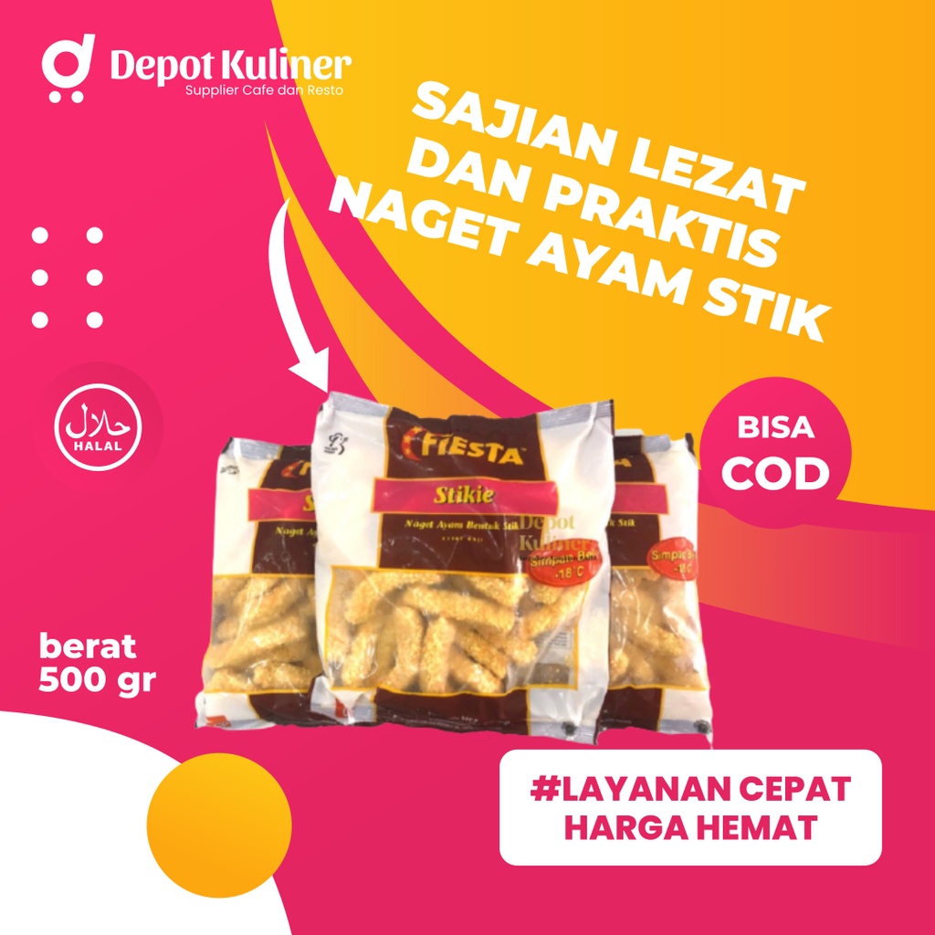 Fiesta Stickie Chicken Nugget 500GR / Naget Stiki Stikie Ayam Bentuk Stick