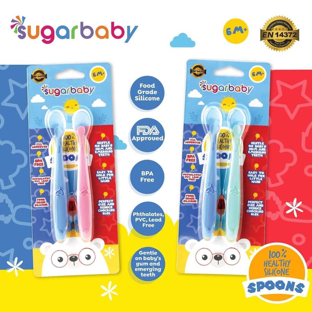 SUGAR BABY HEALTHY SILICONE SPOON / SENDOK MAKAN BAYI