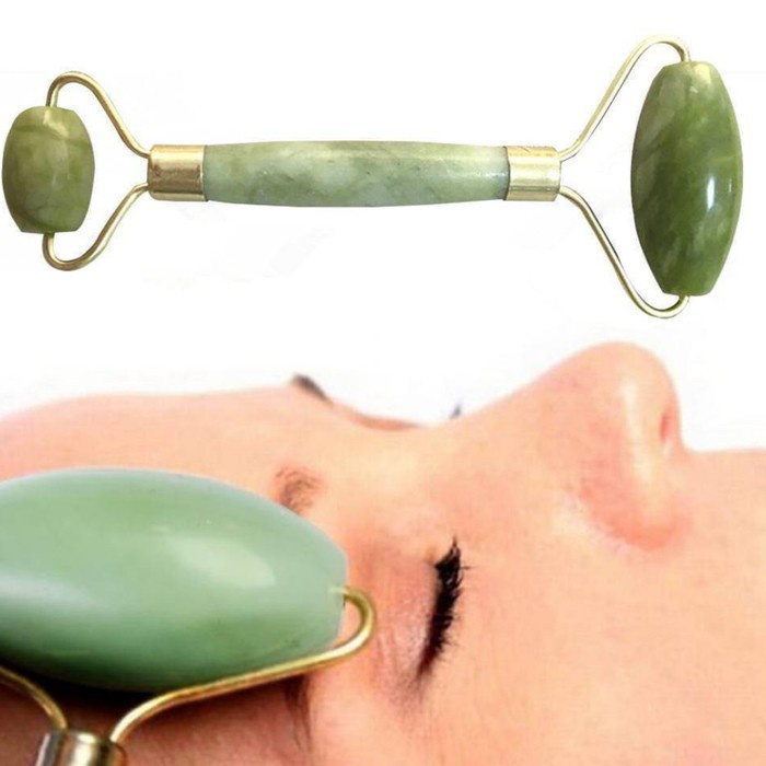 JADE ROLLER ORIGINAL BATU GIOK WAJAH 2 SISI/ ALAT PIJAT WAJAH/ MASSAGE TOOLS FACE KUALITAS BAGUS