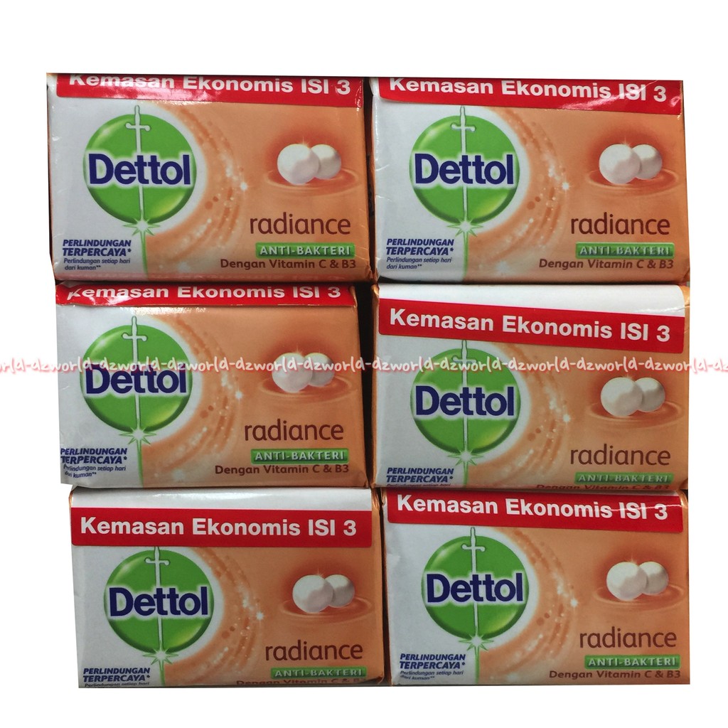 Dettol Sabun Mandi Radiance 3pcs Kemasan Ekonomis isi 3pcs 65ml Detol Bar Soap
